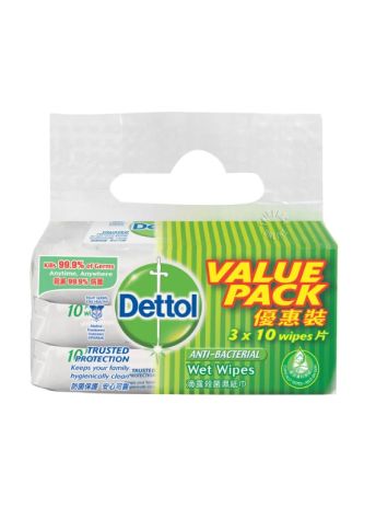 DETTOL ANTIBACTERIAL WET WIPES 10SX3
