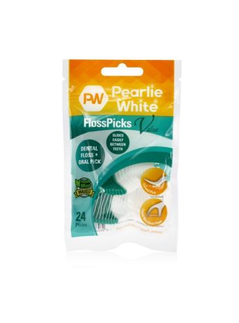 PEARLIE WHITE FLOSSPICKS VALUE 24S FRESH MINT WAXED